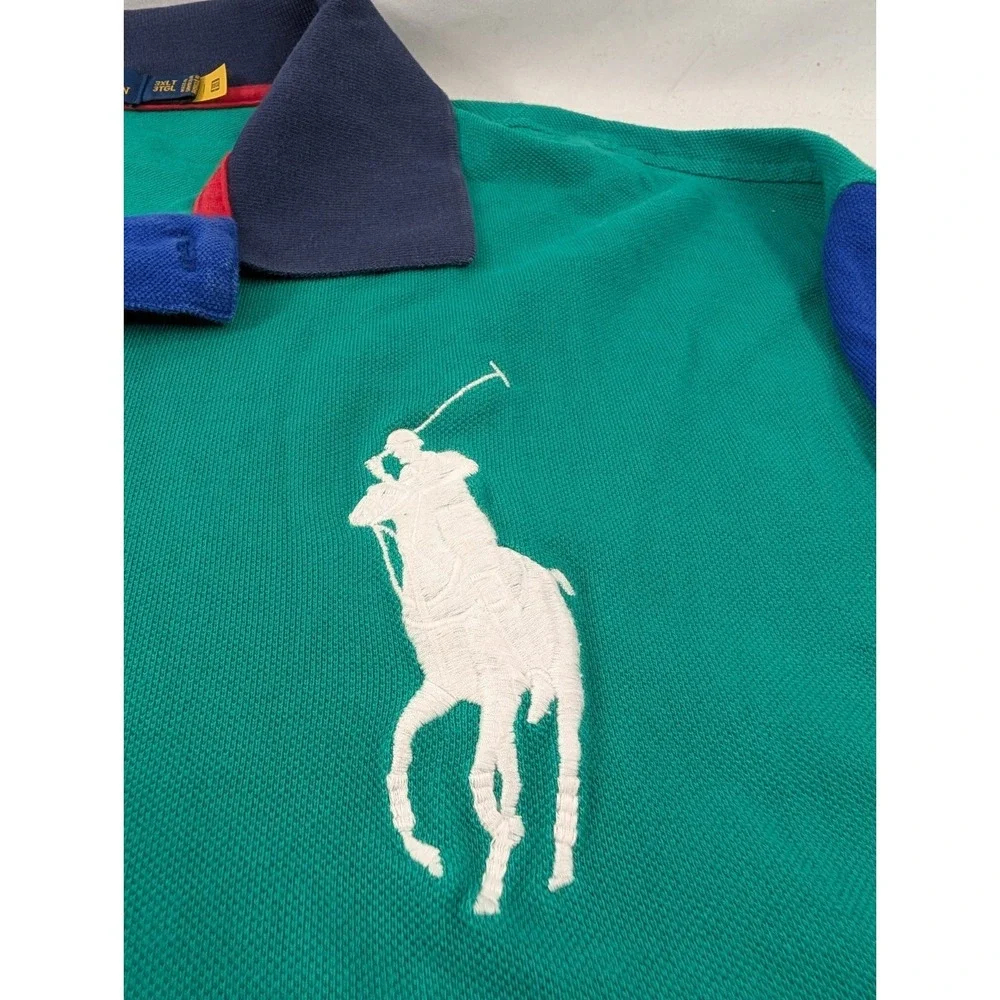 Polo Ralph Lauren Polo Shirt Mens 3XLT Multi Color Block Big Pony Rugby Casual
